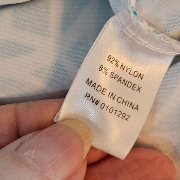 Lulu-B Turquoise & White Geometric Print Dress Large UPF Catalina Cloth - Picture 6 of 10